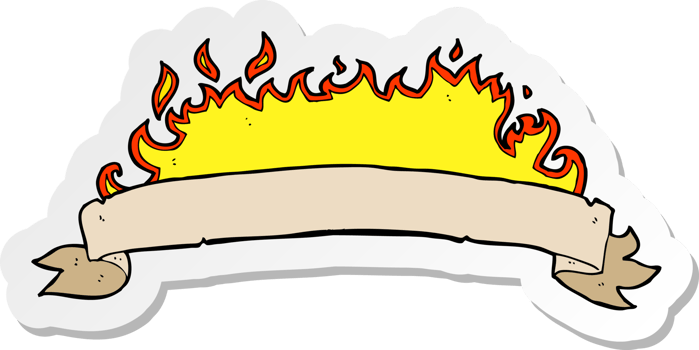 sticker of a cartoon flaming banner png