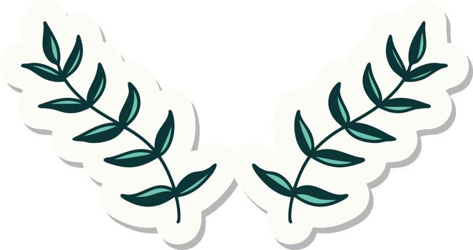 sticker of tattoo in traditional style of leaves png