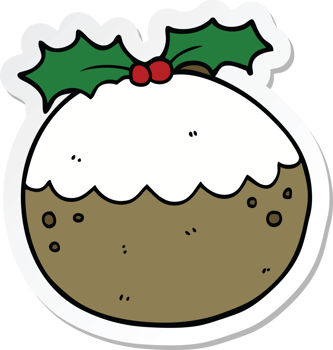 sticker of a cartoon christmas pudding png