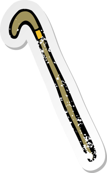 retro distressed sticker of a cartoon walking stick drawing png