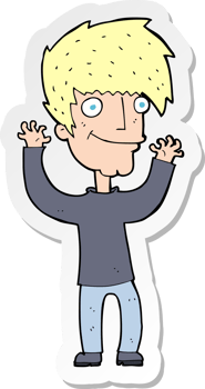 sticker of a cartoon man waving arms png
