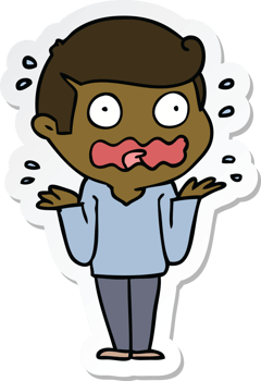 sticker of a cartoon man totally stressed out png