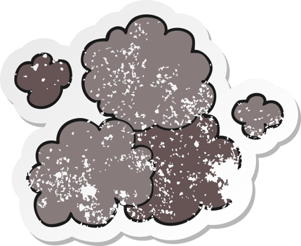 retro distressed sticker of a cartoon smoke cloud png