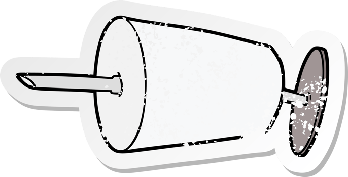 distressed sticker of a cartoon medical syringe png