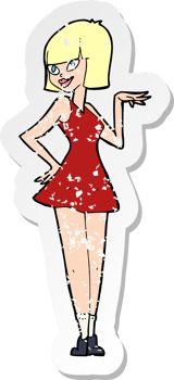 retro distressed sticker of a cartoon pretty woman png
