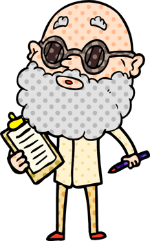cartoon curious man with beard and sunglasses png