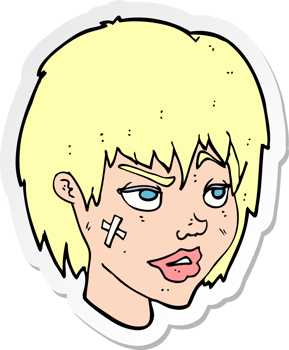 sticker of a cartoon woman with plaster on face png
