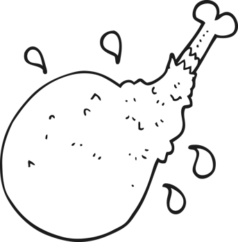 hand drawn black and white cartoon meat png