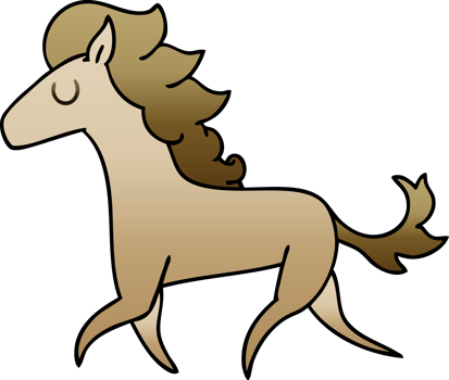 gradient shaded quirky cartoon running horse png