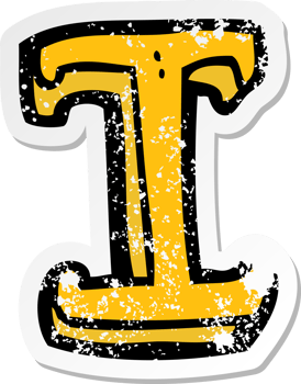 retro distressed sticker of a cartoon letter I drawing png