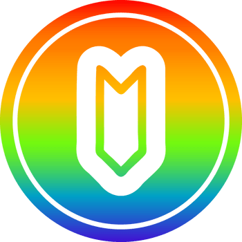 decorative arrow circular icon with rainbow gradient finish png