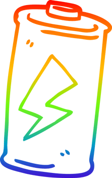 rainbow gradient line drawing of a cartoon battery png