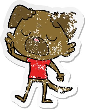 distressed sticker of a cartoon dog png