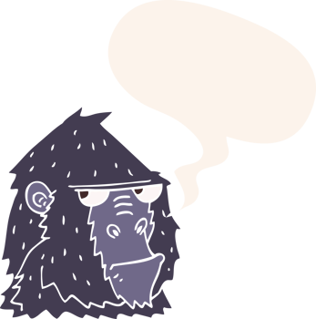 cartoon angry gorilla face with speech bubble in retro style png