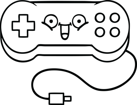 line drawing cartoon of a game controller png