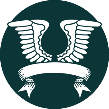 tattoo style icon with banner of a wing png