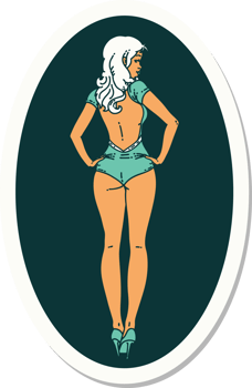 sticker of tattoo in traditional style of a pinup swimsuit girl png
