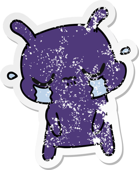 hand drawn distressed sticker cartoon of cute sad alien png