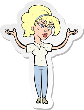 sticker of a cartoon woman raising hands in air png