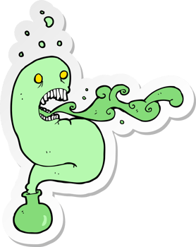sticker of a cartoon ghost in bottle png