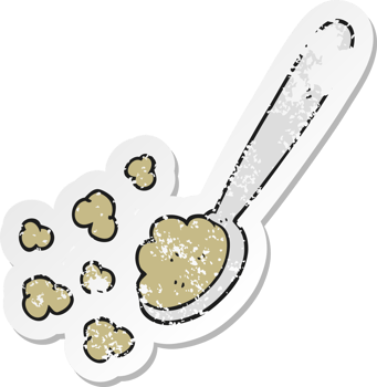 retro distressed sticker of a cartoon spoonful of food png