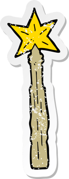 distressed sticker of a cartoon magic wand png