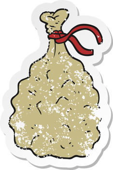 retro distressed sticker of a cartoon sack png