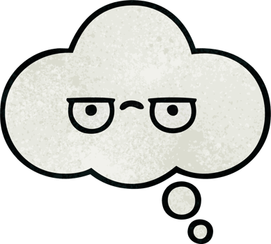 retro grunge texture cartoon of a thought bubble png