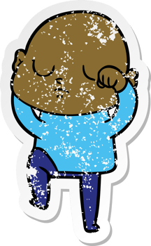distressed sticker of a cartoon bald man png