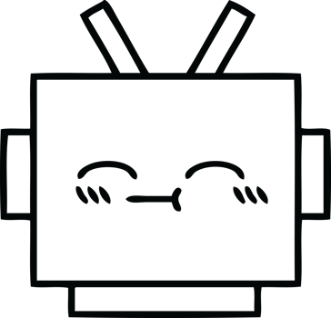 line drawing cartoon of a robot head png