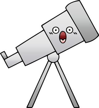 gradient shaded cartoon of a telescope png