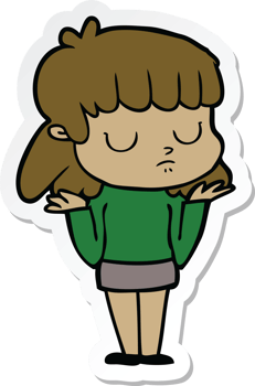 sticker of a cartoon indifferent woman png