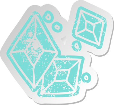 distressed old cartoon sticker of some ruby gems png