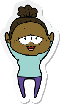 sticker of a cartoon happy old lady png