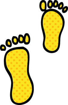 comic book style cartoon foot prints png