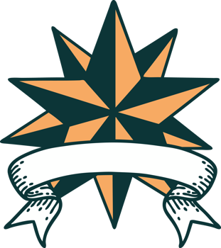 traditional tattoo with banner of a star png