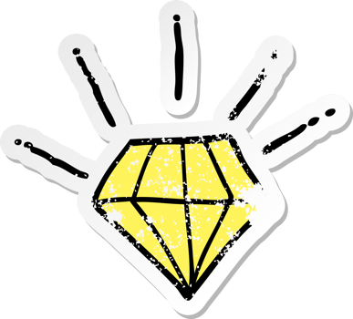 distressed sticker of a cartoon tattoo diamond png