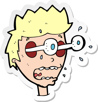 sticker of a cartoon surprised man with eyes popping out png
