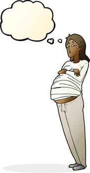 cartoon pregnant woman with thought bubble png