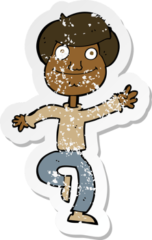 retro distressed sticker of a cartoon dancing man png