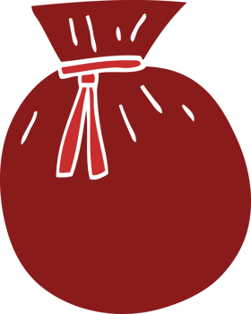 cartoon doodle santa sack png
