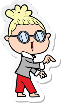 sticker of a cartoon woman wearing spectacles png