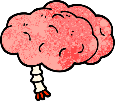 grunge textured illustration cartoon brain png
