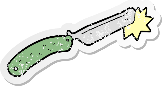 distressed sticker of a cartoon sharp razor png
