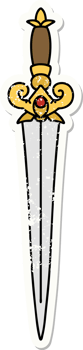 distressed sticker tattoo in traditional style of a dagger png