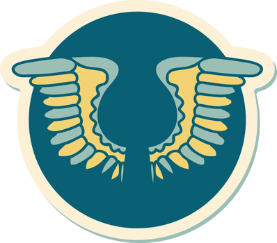 sticker of tattoo in traditional style of a wing png