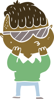 flat color style cartoon boy wearing sunglasses png
