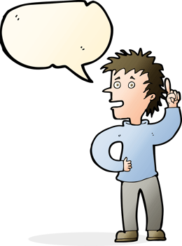 cartoon boy with idea with speech bubble png