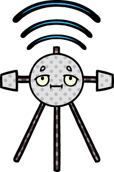 comic book style cartoon of a satellite png