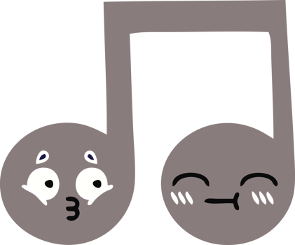 flat color retro cartoon of a musical note png